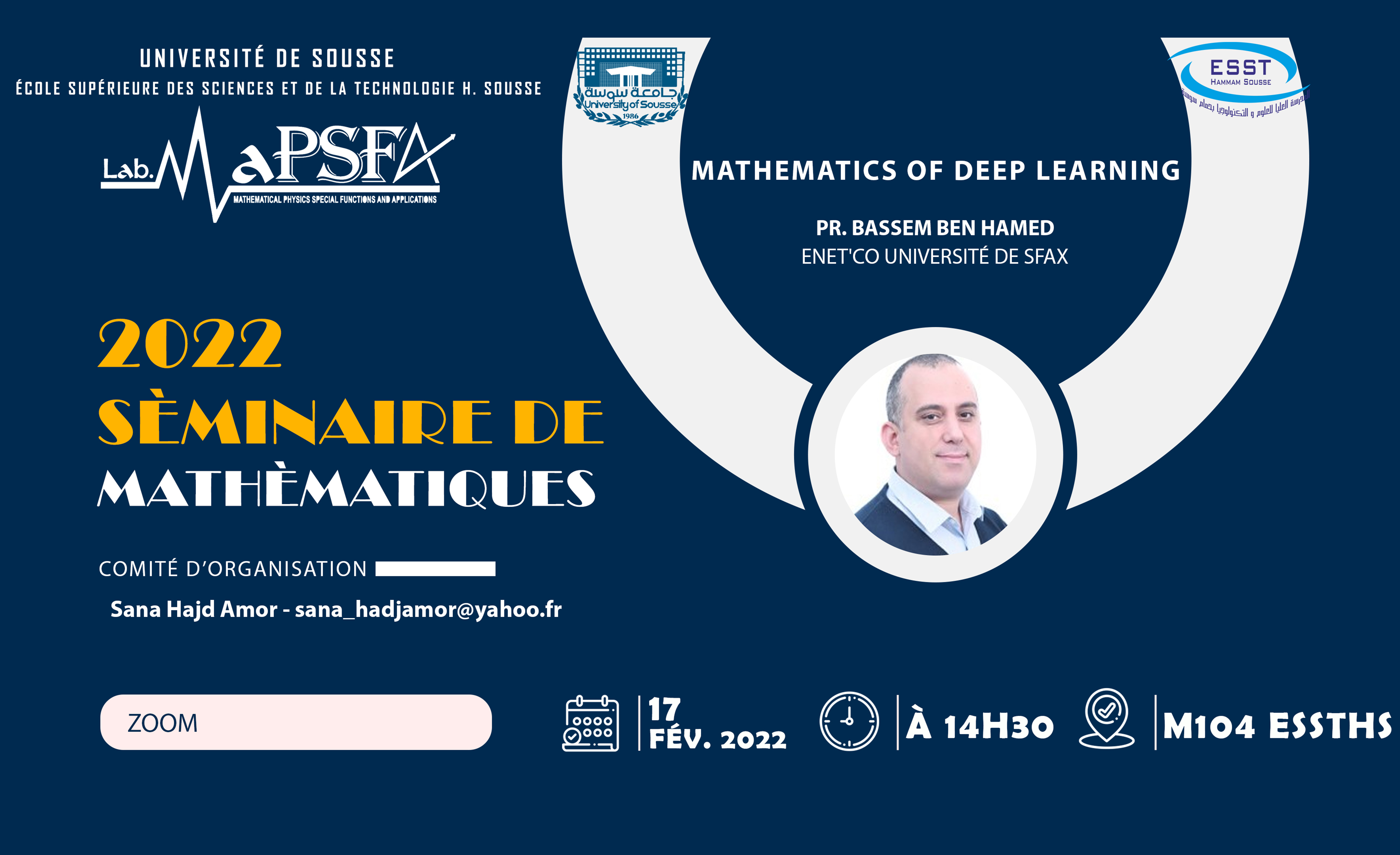 17 Février 2022 | Séminaire de mathématique | Pr Bassem BEN HAMED